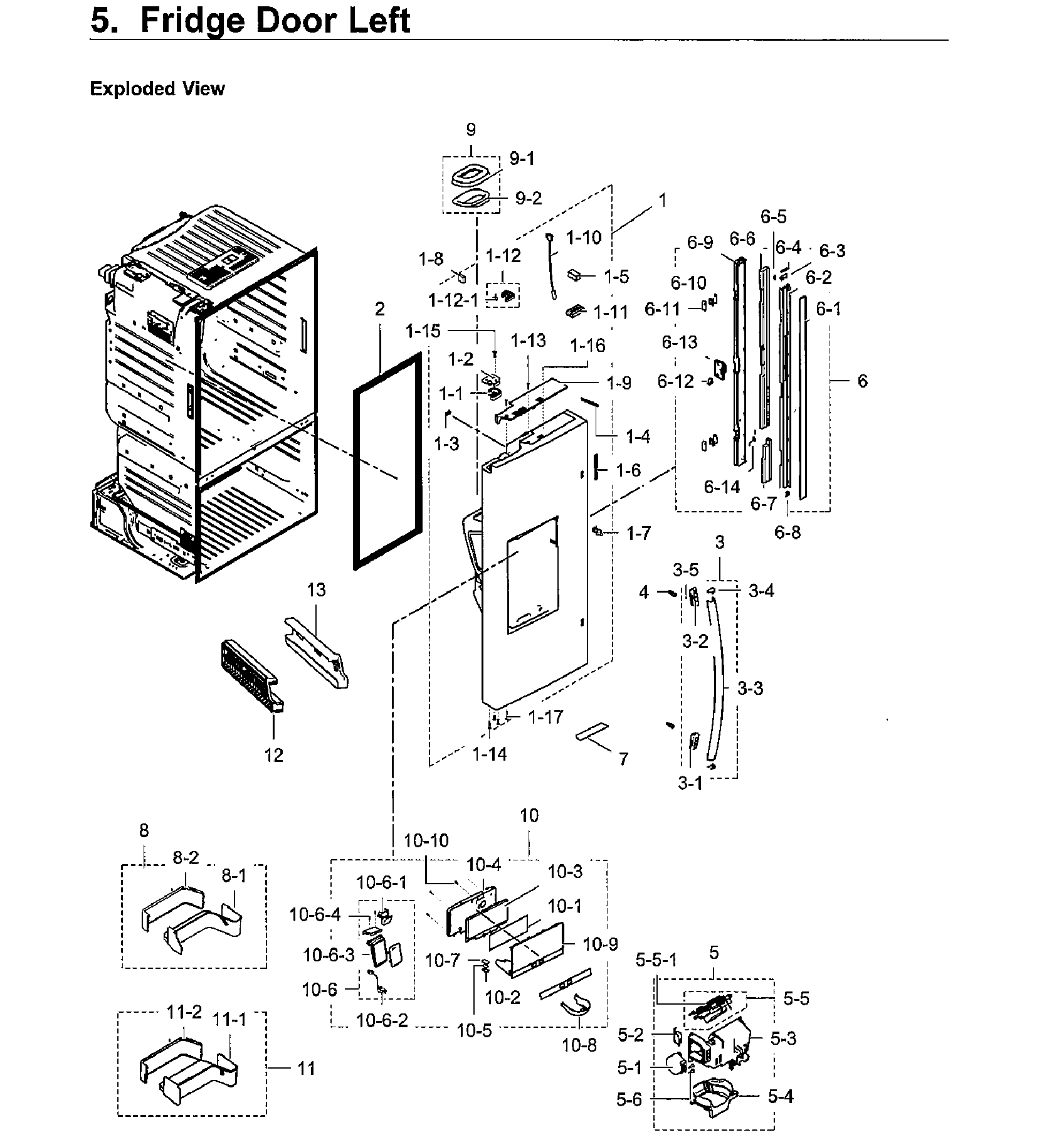 Fridge Door Lt Diagram and Parts List for RF23HCEDBWW AA-0008 Samsung Refrigerator
