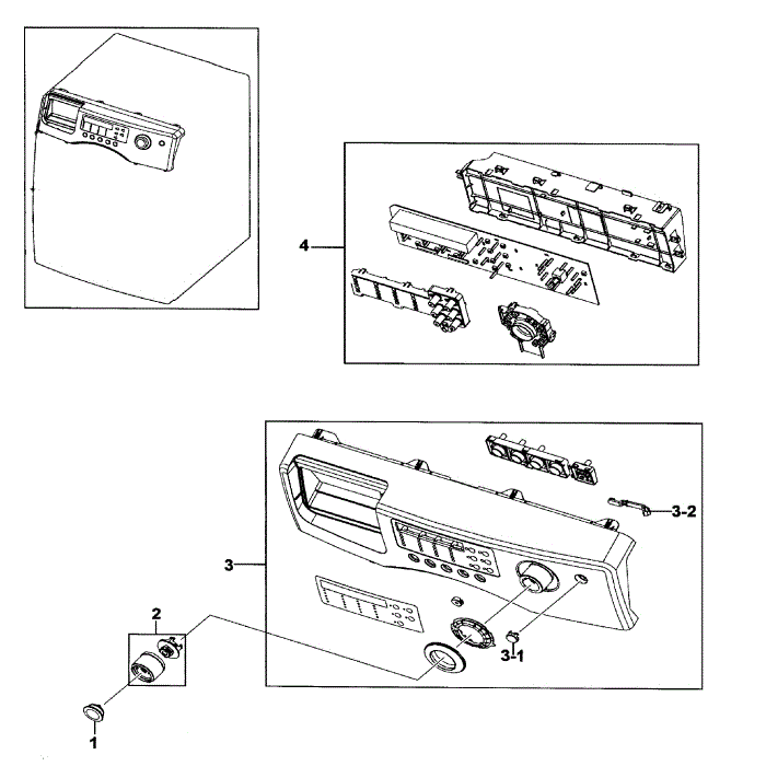 Control Panel Diagram and Parts List for WF206BNW XAA-00 Samsung Washer