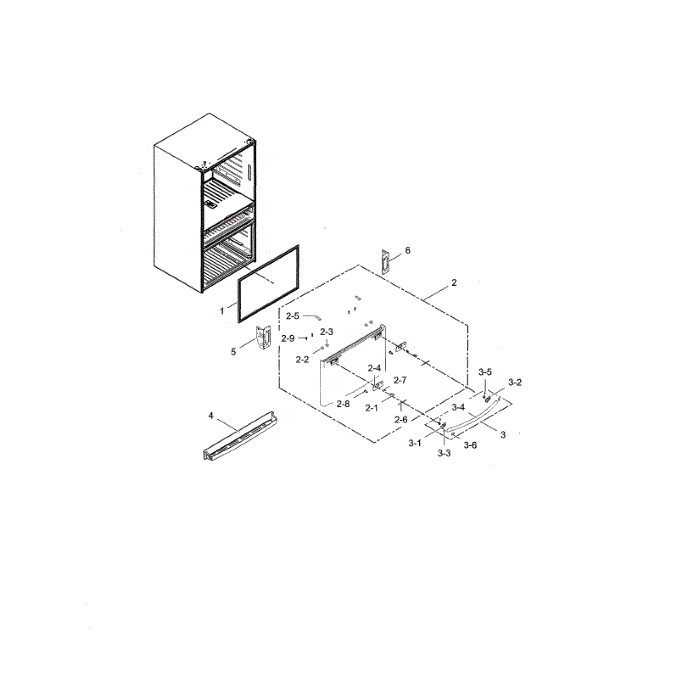 Freezer Door Diagram and Parts List for RF28HMEDBSG AA-00 Samsung Refrigerator