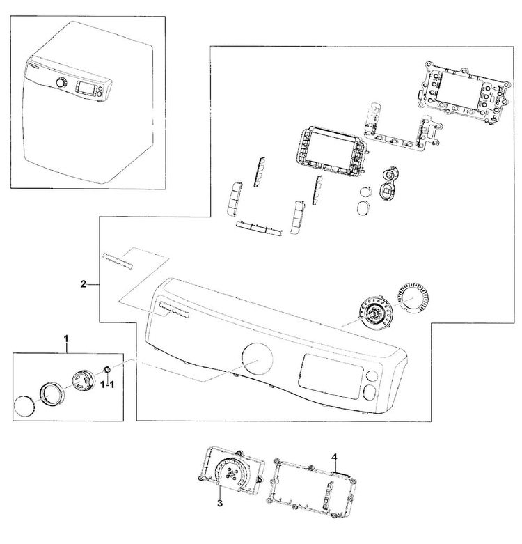 Control Panel Diagram and Parts List for DV511AER XAA-0000 Samsung Dryer