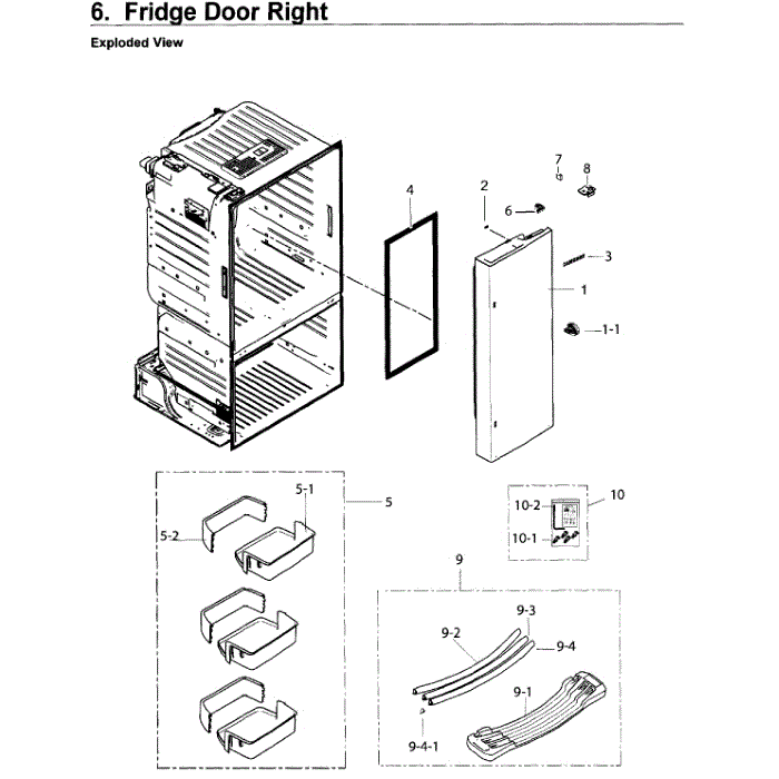 Fridge Door R Diagram and Parts List for RF26J7500BC AA-03 Samsung Refrigerator