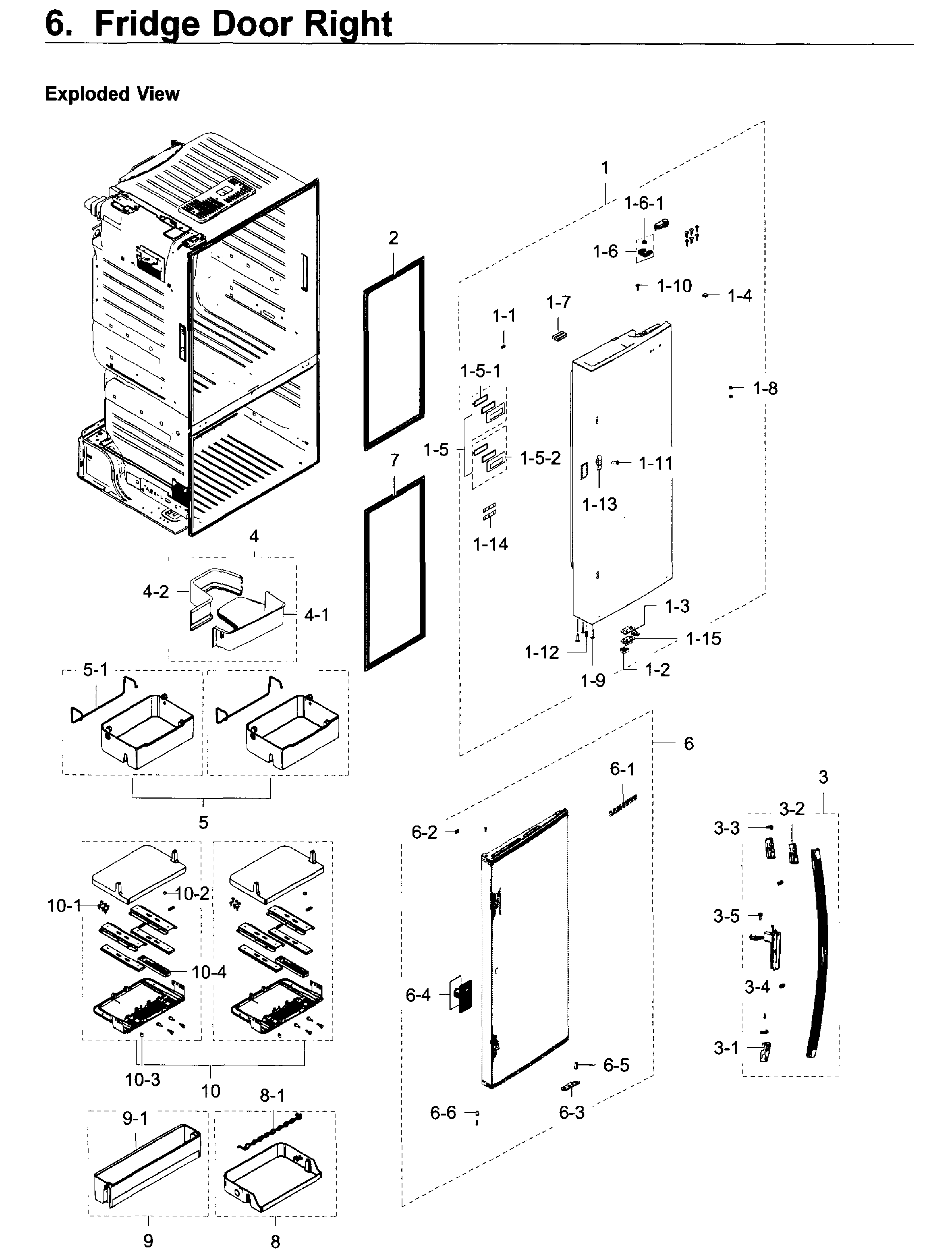 Fridge Door R Diagram and Parts List for RF28HDEDPBC AA-0008 Samsung Refrigerator
