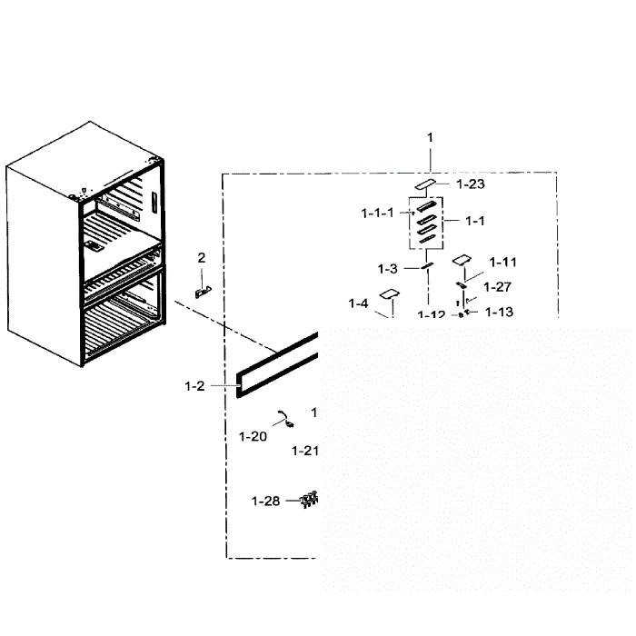 Flexzone Door Diagram and Parts List for RF24FSEDBSR AA-08 Samsung Refrigerator