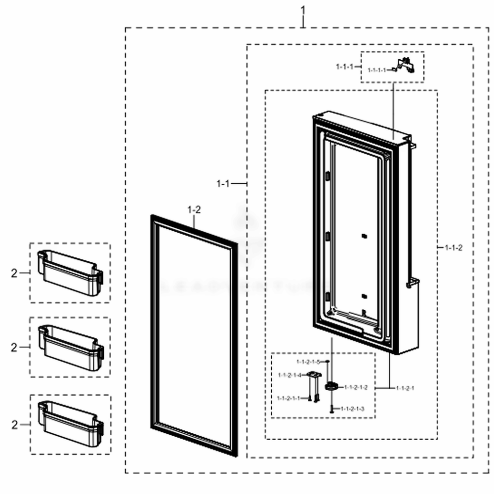 Freezer Door R Diagram and Parts List for RF23J9011SR (AA)(0011) Samsung Refrigerator