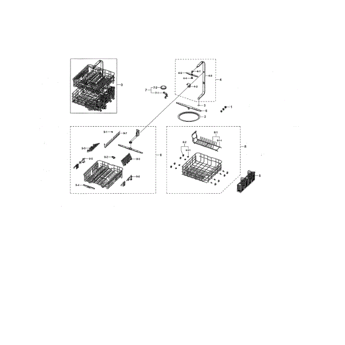 Racks Diagram and Parts List for DW80K5050UG AA-00 Samsung Dishwasher
