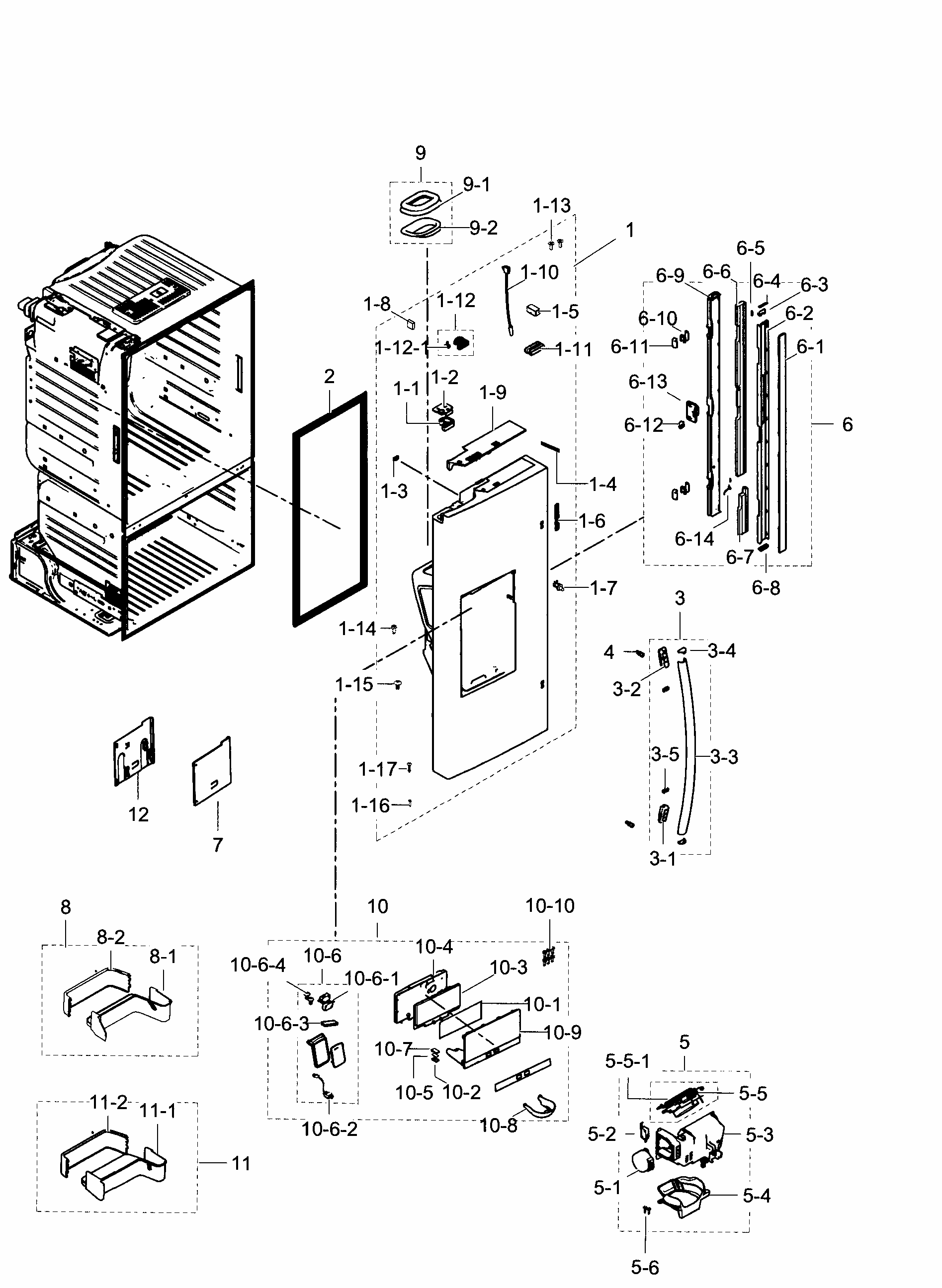 Left Door Diagram and Parts List for RF28HDEDPBC AA-0000 Samsung Refrigerator