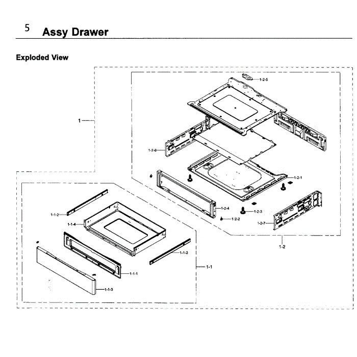 Drawer Diagram and Parts List for NE58K9500SG AA-00 Samsung Range