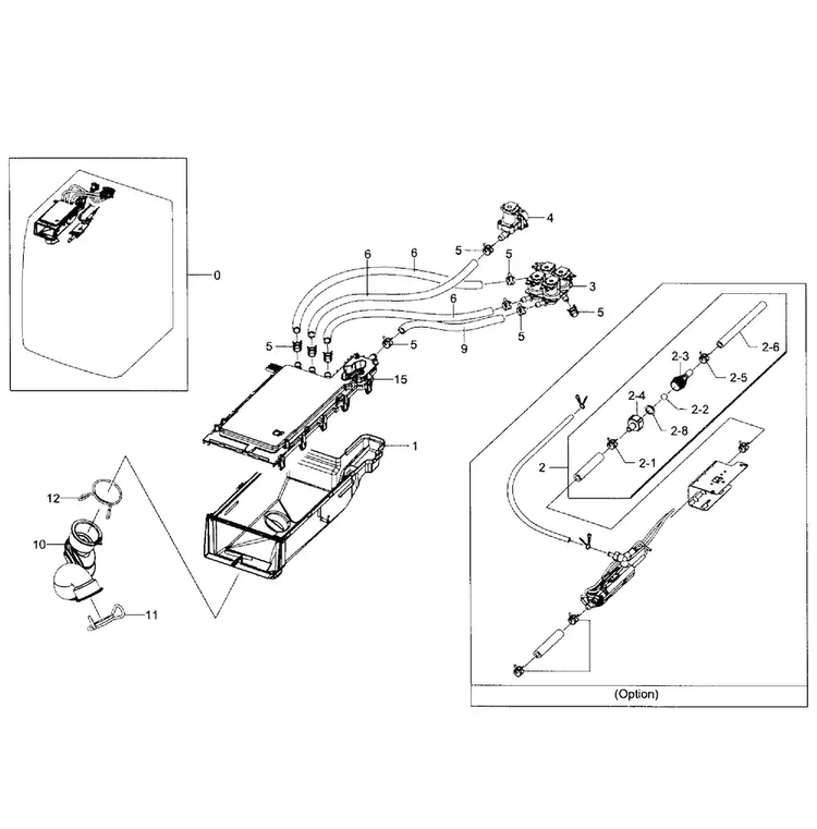 Drawer Housing Diagram and Parts List for WF511ABW XAA-0003 Samsung Washer