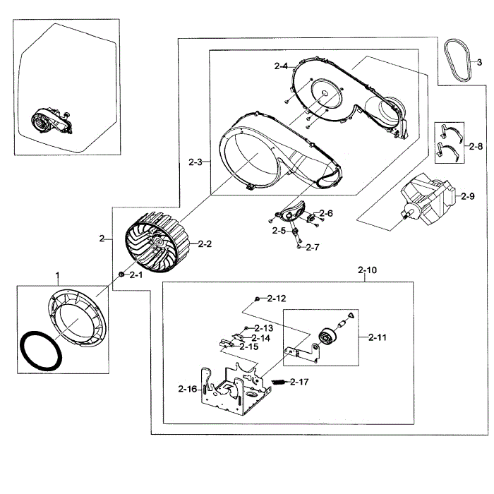 Motor Assembly Diagram and Parts List for DV448AGP XAA-02 Samsung Dryer