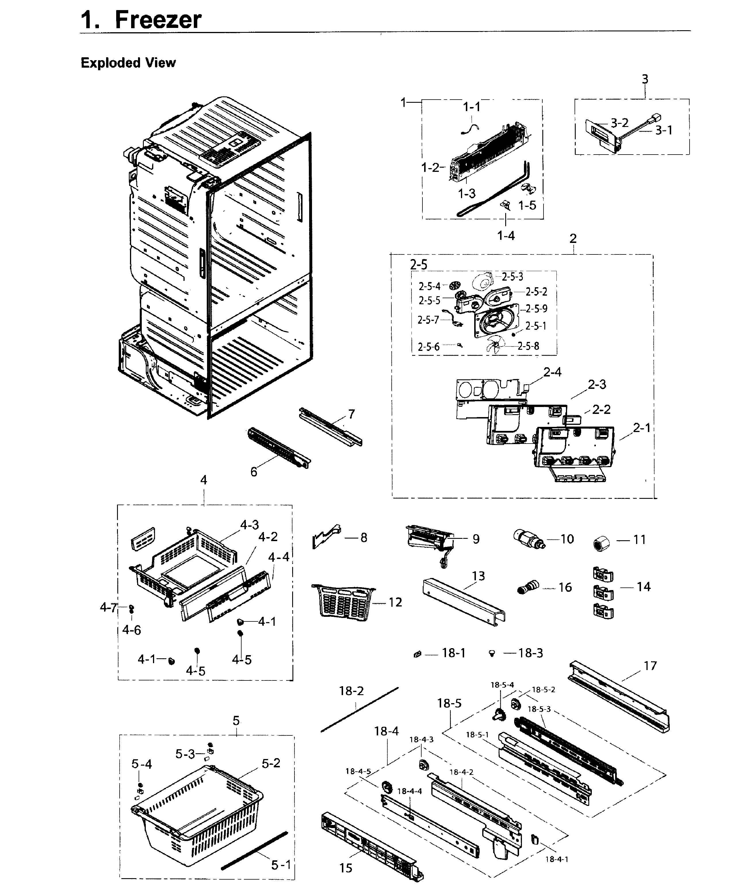 Freezer Diagram and Parts List for RF26J7500BC AA-0001 Samsung Refrigerator