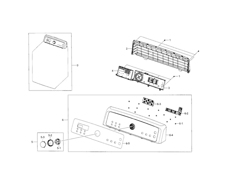 Control Panel Diagram and Parts List for DV5471AGP XAA-0001 Samsung Dryer
