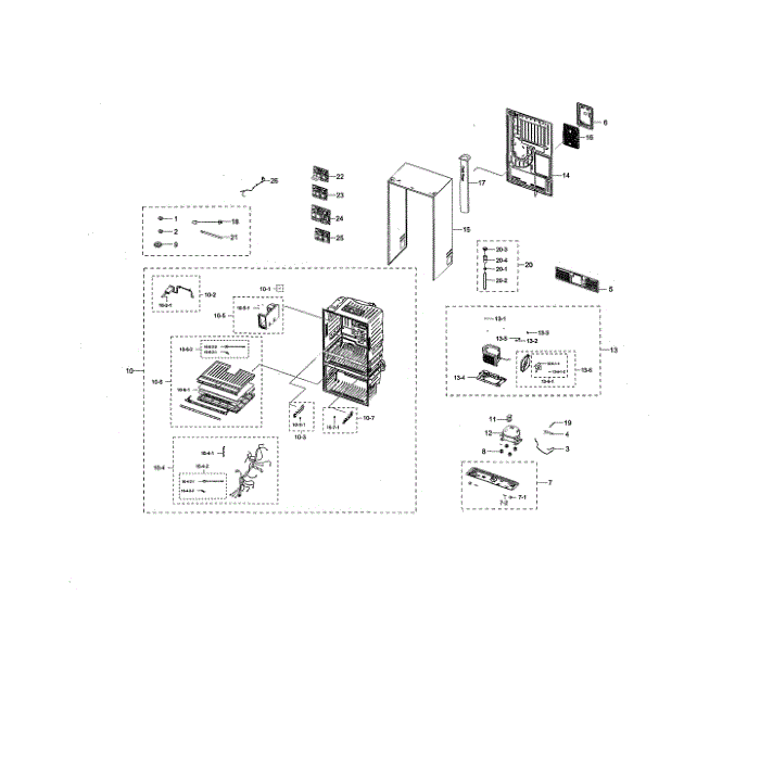 Cabinet 2 Diagram and Parts List for RF28NHEDBSR AA-00 Samsung Refrigerator