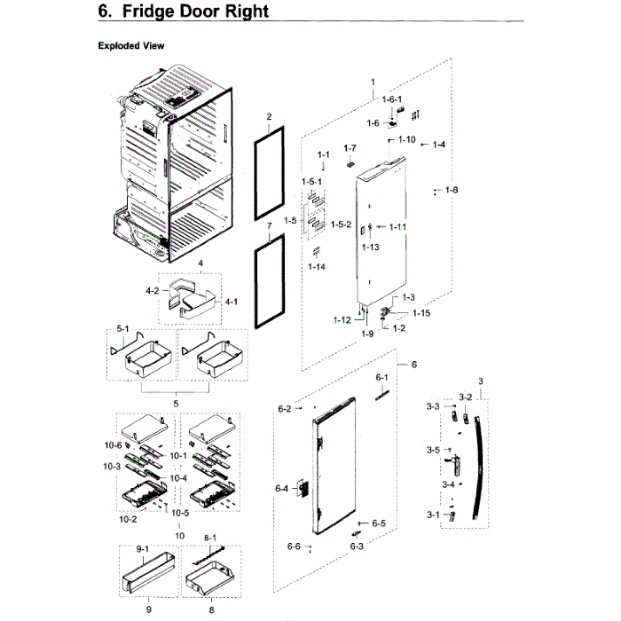 Fridge Door R Diagram and Parts List for RF28HDEDPBC AA-07 Samsung Refrigerator