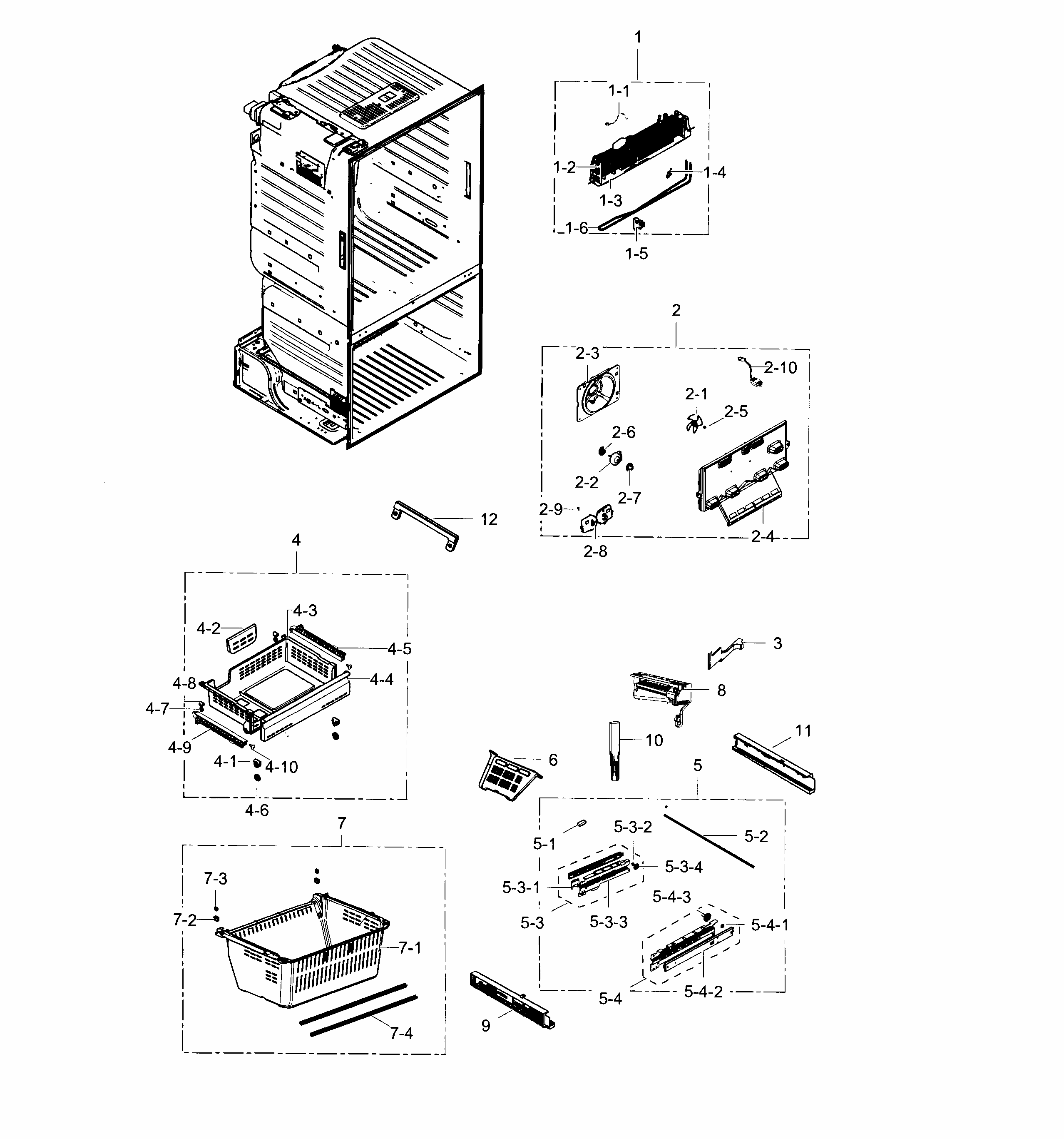 Freezer Diagram and Parts List for RF28HFEDBWW AA-0003 Samsung Refrigerator