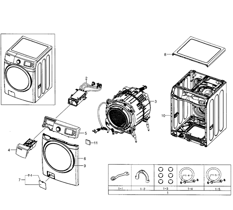 Man Section Diagram and Parts List for WF511ABR XAA-0004 Samsung Washer
