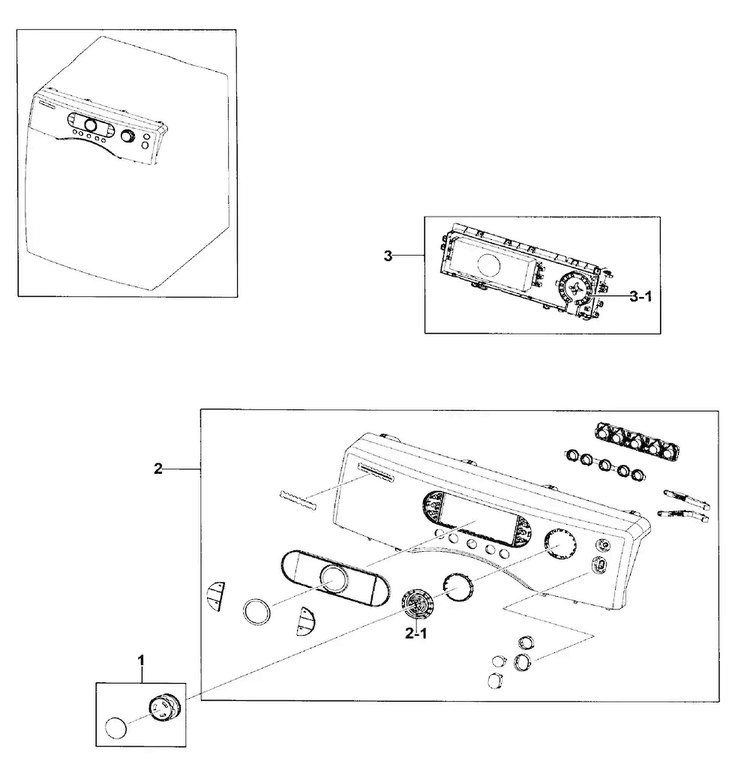 Control Panel Diagram and Parts List for DV328AEW XAA-0001 Samsung Dryer