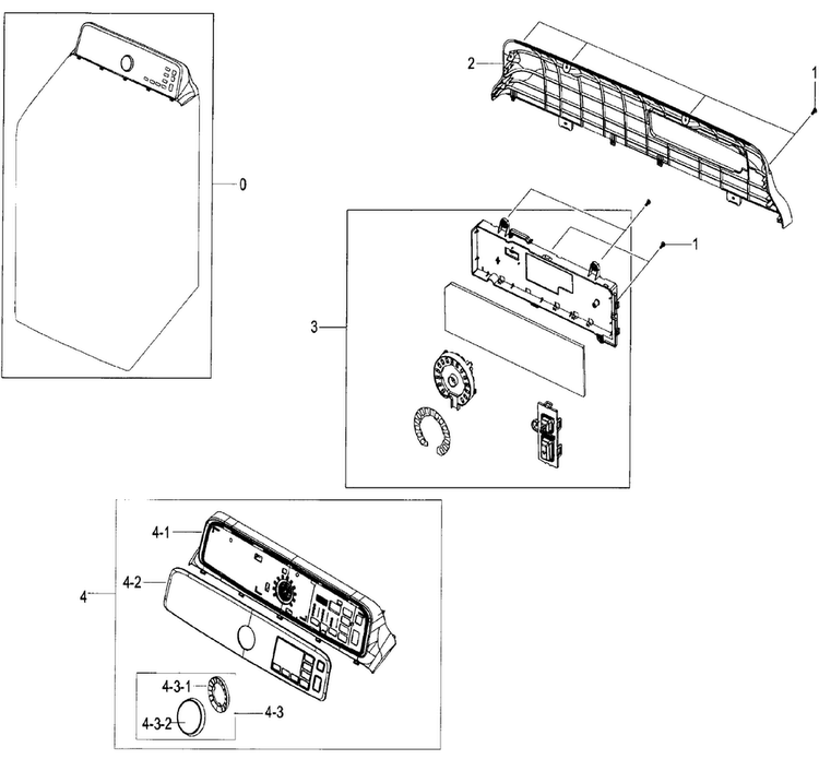 Control Panel Diagram and Parts List for DV48J7770EP A2-0000 Samsung Dryer