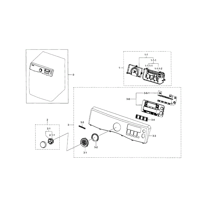 Control Panel Diagram and Parts List for DV395ETPARA A1-00 Samsung Dryer