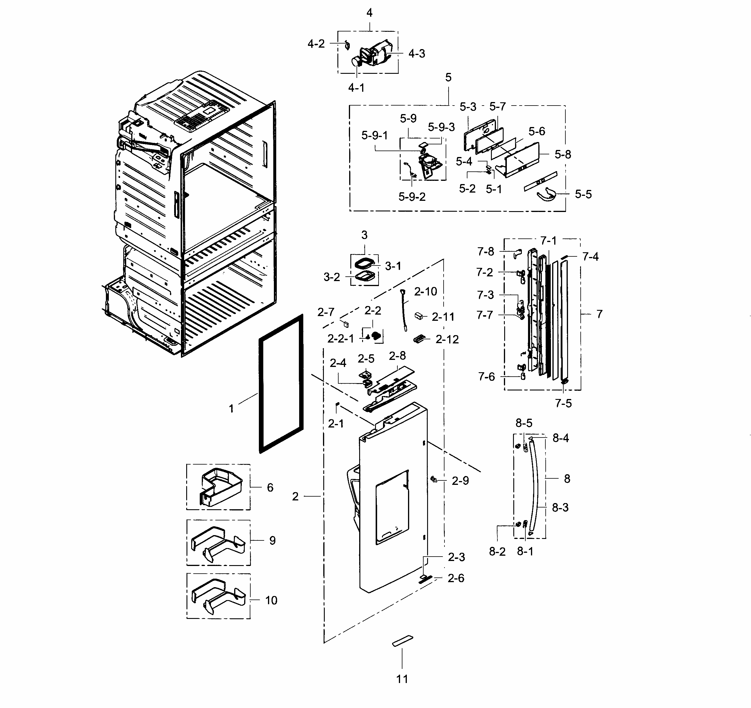 Refrigerator Door L Diagram and Parts List for RF28HMEDBBC AA-0004 Samsung Refrigerator