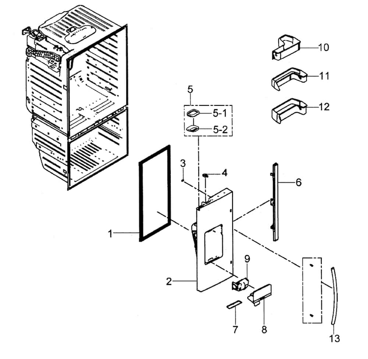 Left Door Diagram and Parts List for RFG297HDBP XAA Samsung Refrigerator
