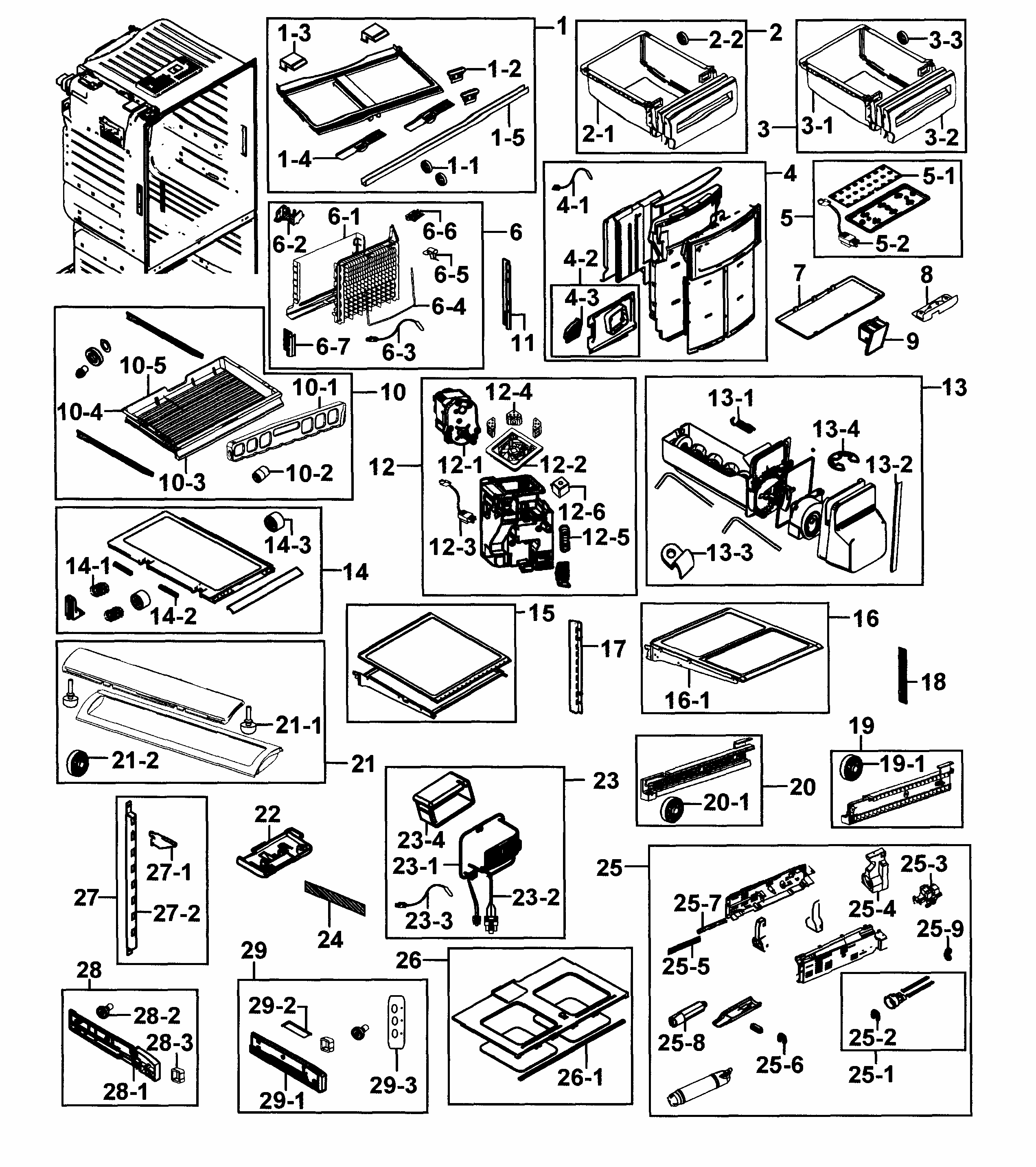Refrigerator Diagram and Parts List for RF23HCEDBWW AA-0000 Samsung Refrigerator
