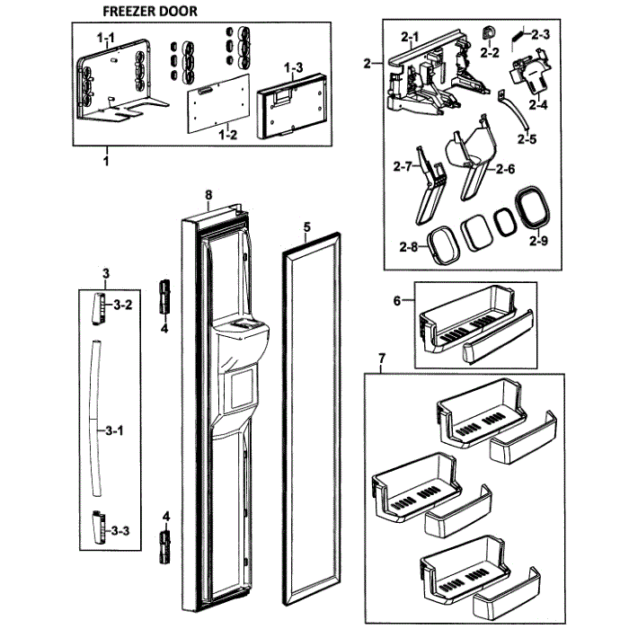 Left Door Diagram and Parts List for RS265LBWP XAA-00 Samsung Refrigerator