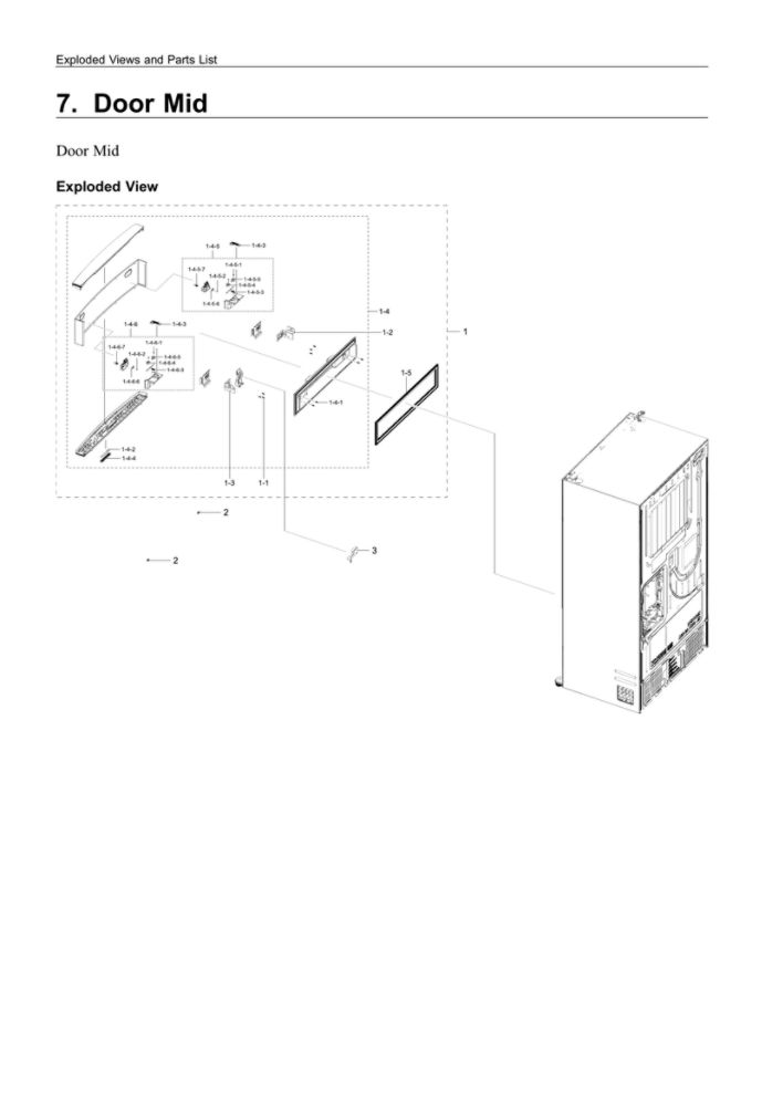Mid Door Parts Diagram and Parts List for RF24R7201SR AA-01 Samsung Refrigerator