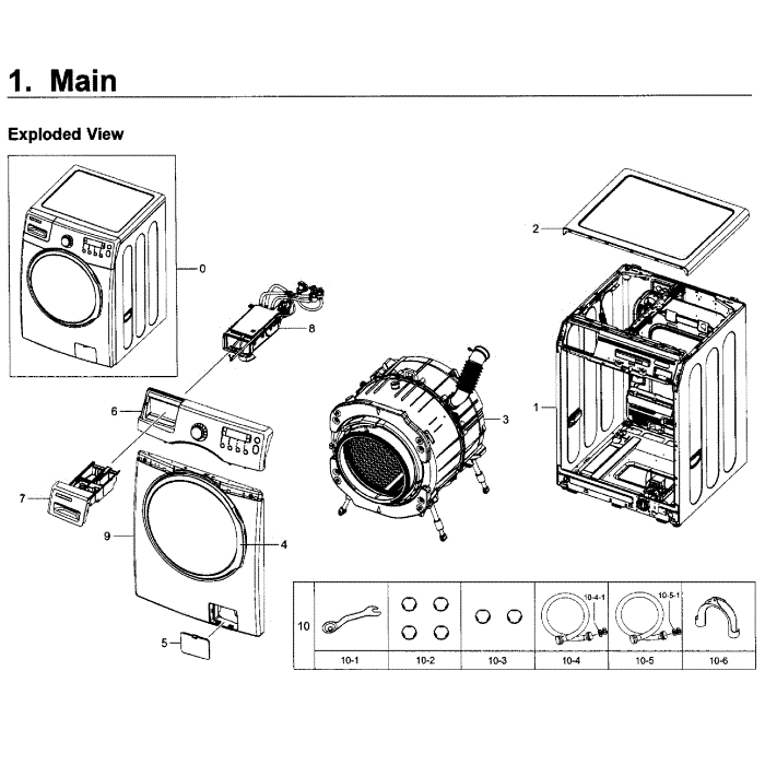 Main Assembly Diagram and Parts List for WF350ANP XAA-02 Samsung Washer