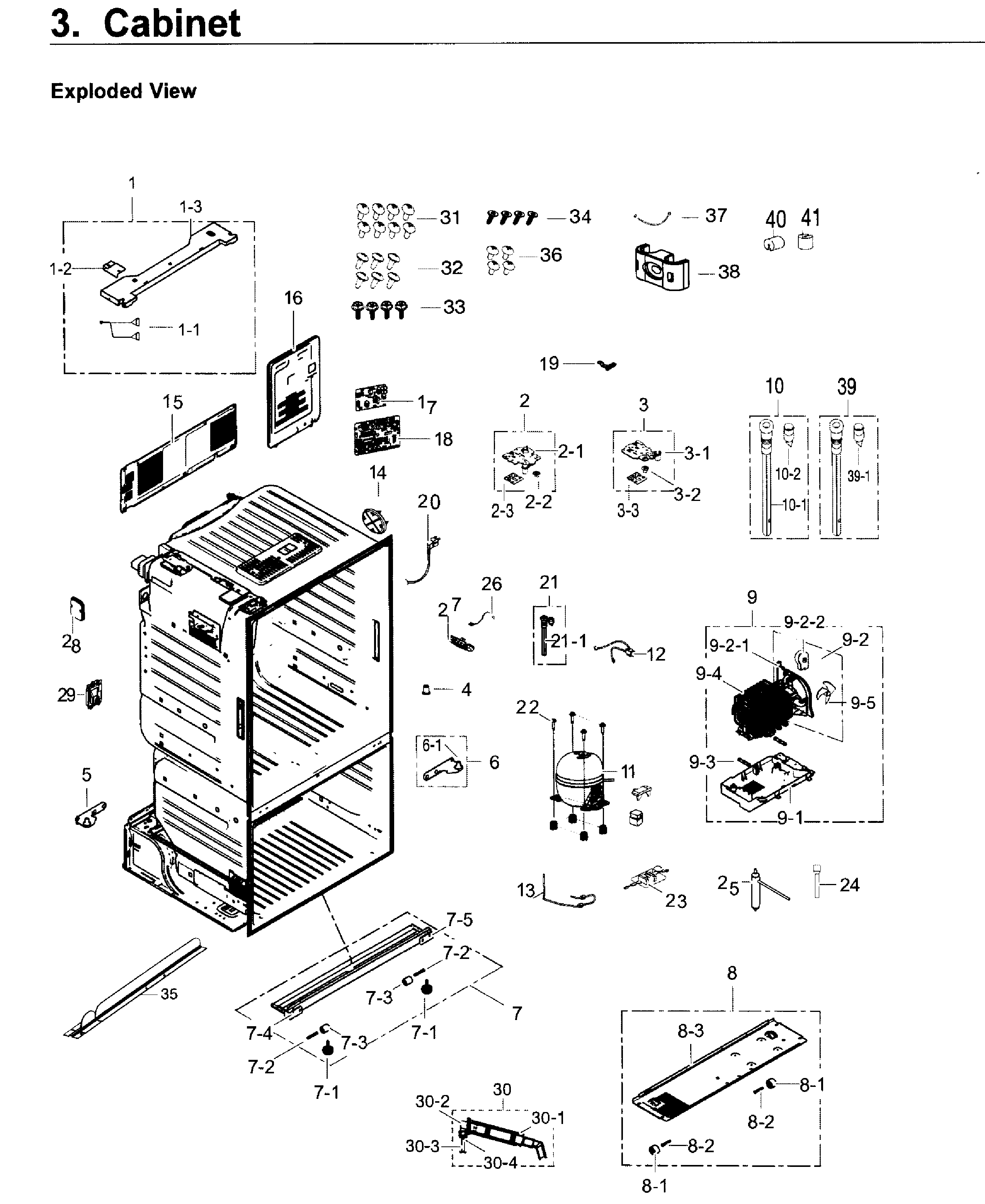 Cabinet Diagram and Parts List for RF263TEAEWW AA-0004 Samsung Refrigerator
