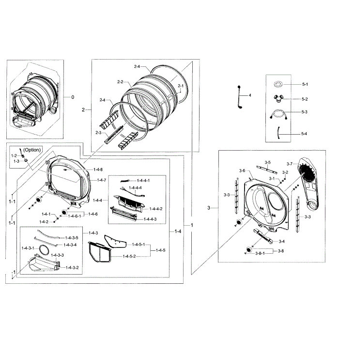 Drum Diagram and Parts List for DV48J7700EW A2-00 Samsung Dryer