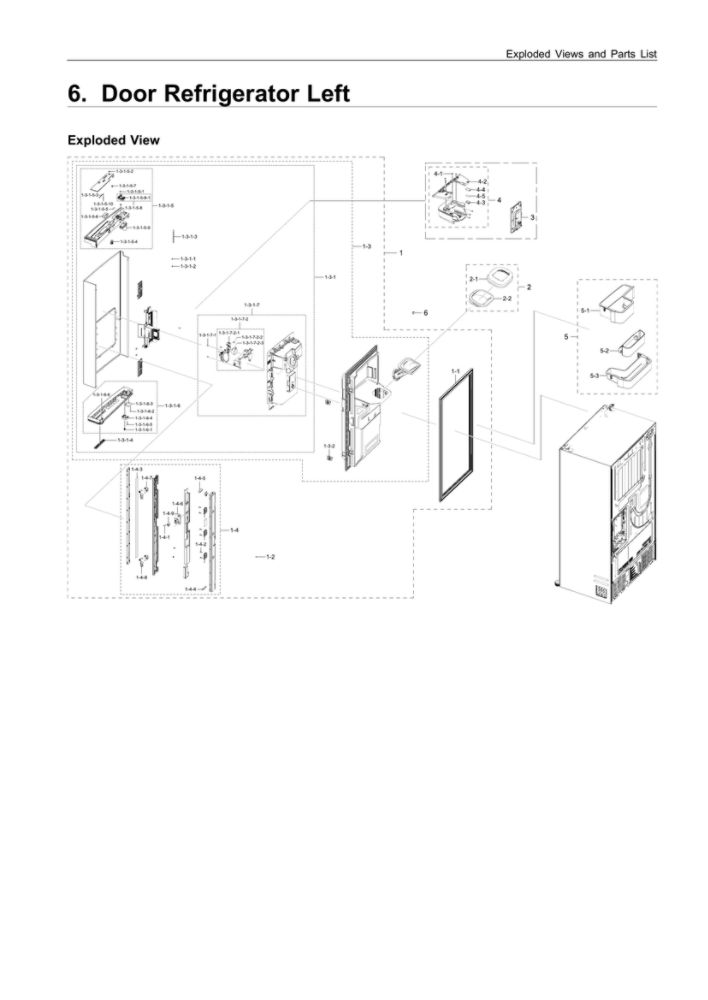 Left Refrigerator Door Diagram and Parts List for RF22R7551SG AA-00 Samsung Refrigerator