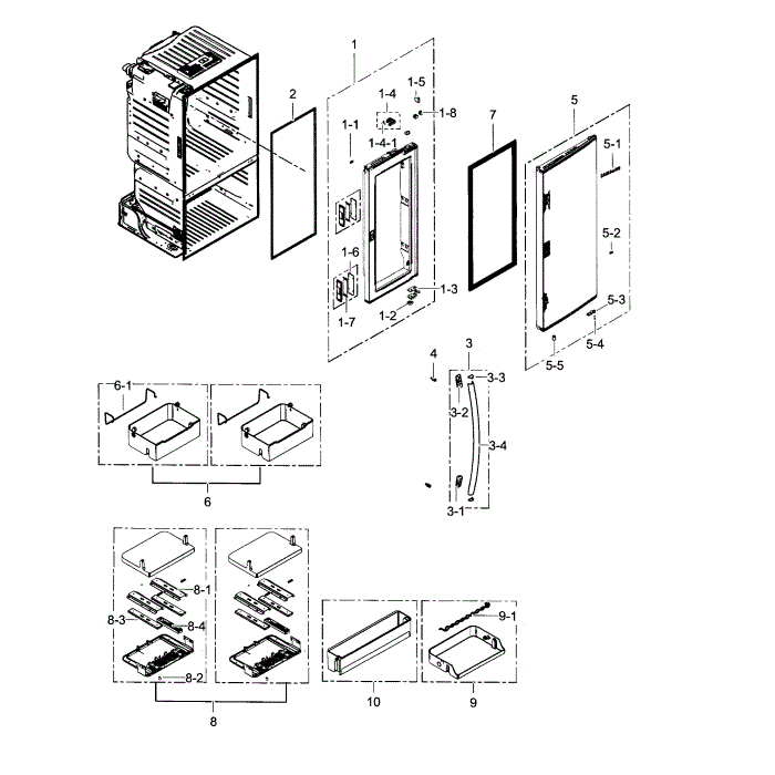 Refrigerator Door R Diagram and Parts List for RF30HDEDTSR AA-01 Samsung Refrigerator