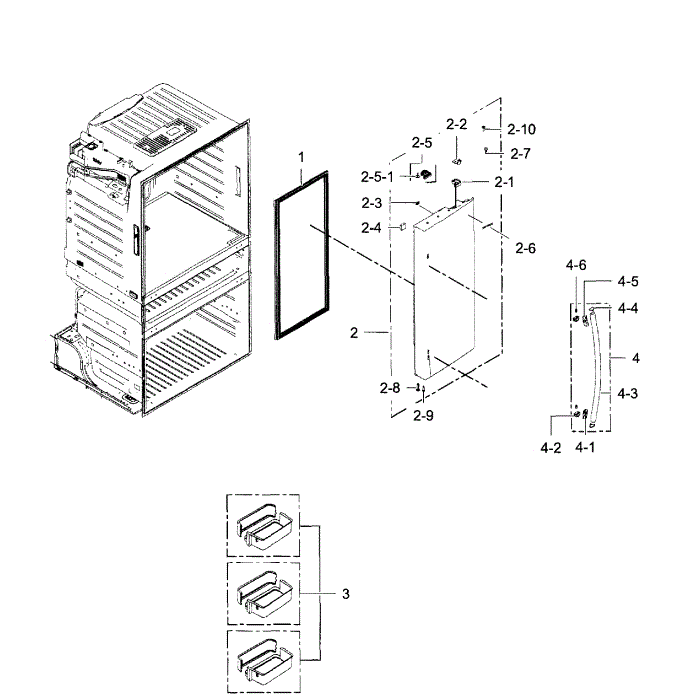 Fridge Door R Diagram and Parts List for RF28HMEDBSR AA-10 Samsung Refrigerator