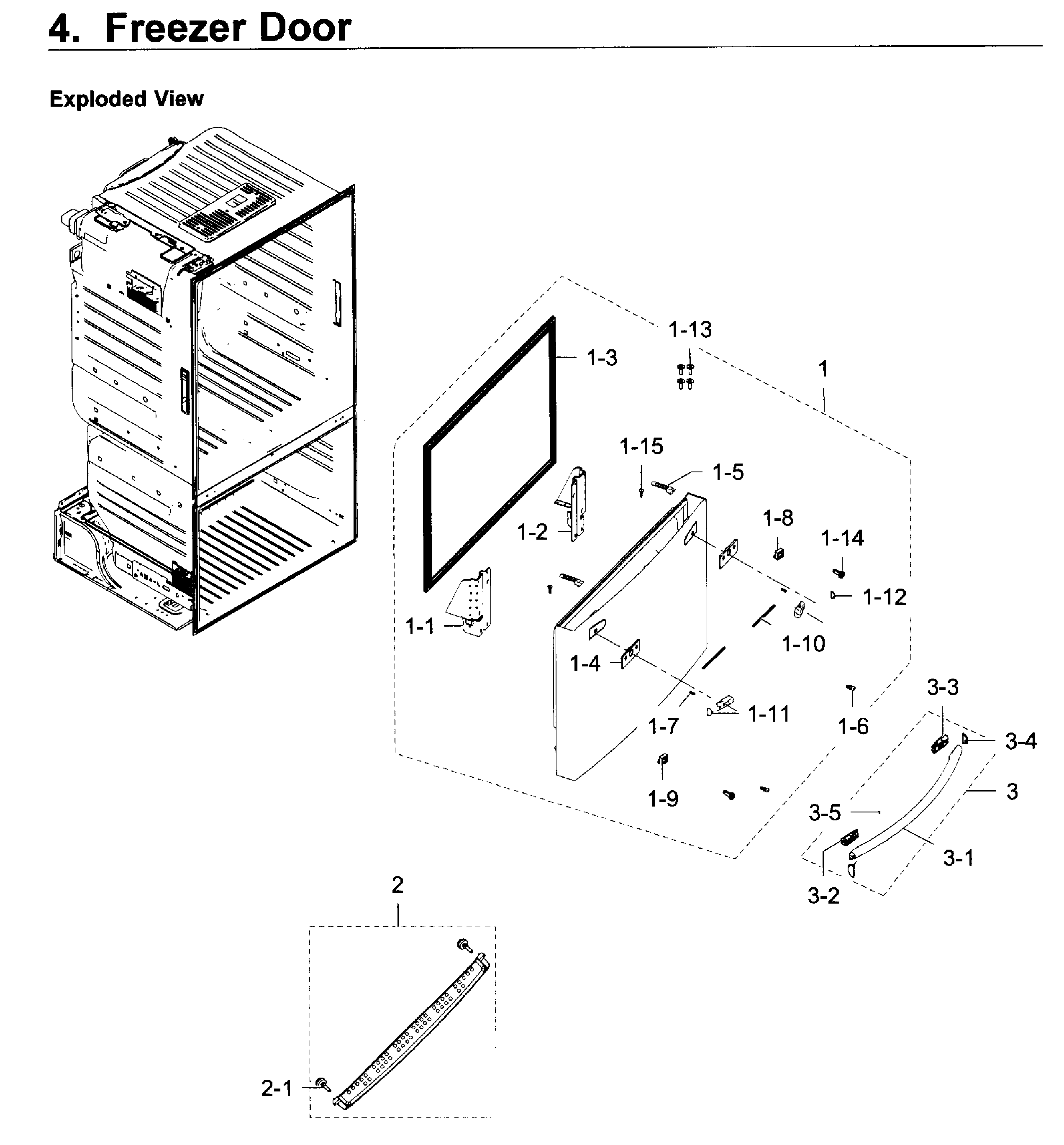 Freezer Door Diagram and Parts List for RF28HDEDPBC AA-0006 Samsung Refrigerator