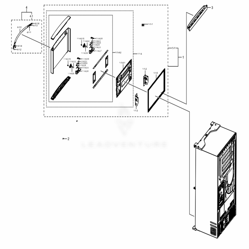 Freezer Door Diagram and Parts List for RF28NHEDBSG (AA)(0001) Samsung Refrigerator