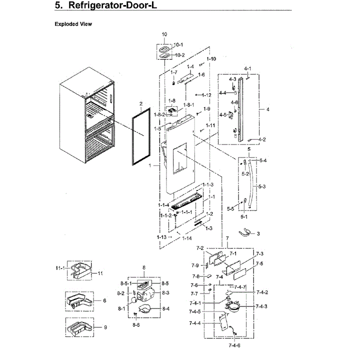 Fridge Door Lt Diagram and Parts List for RF30KMEDBSR AA-03 Samsung Refrigerator