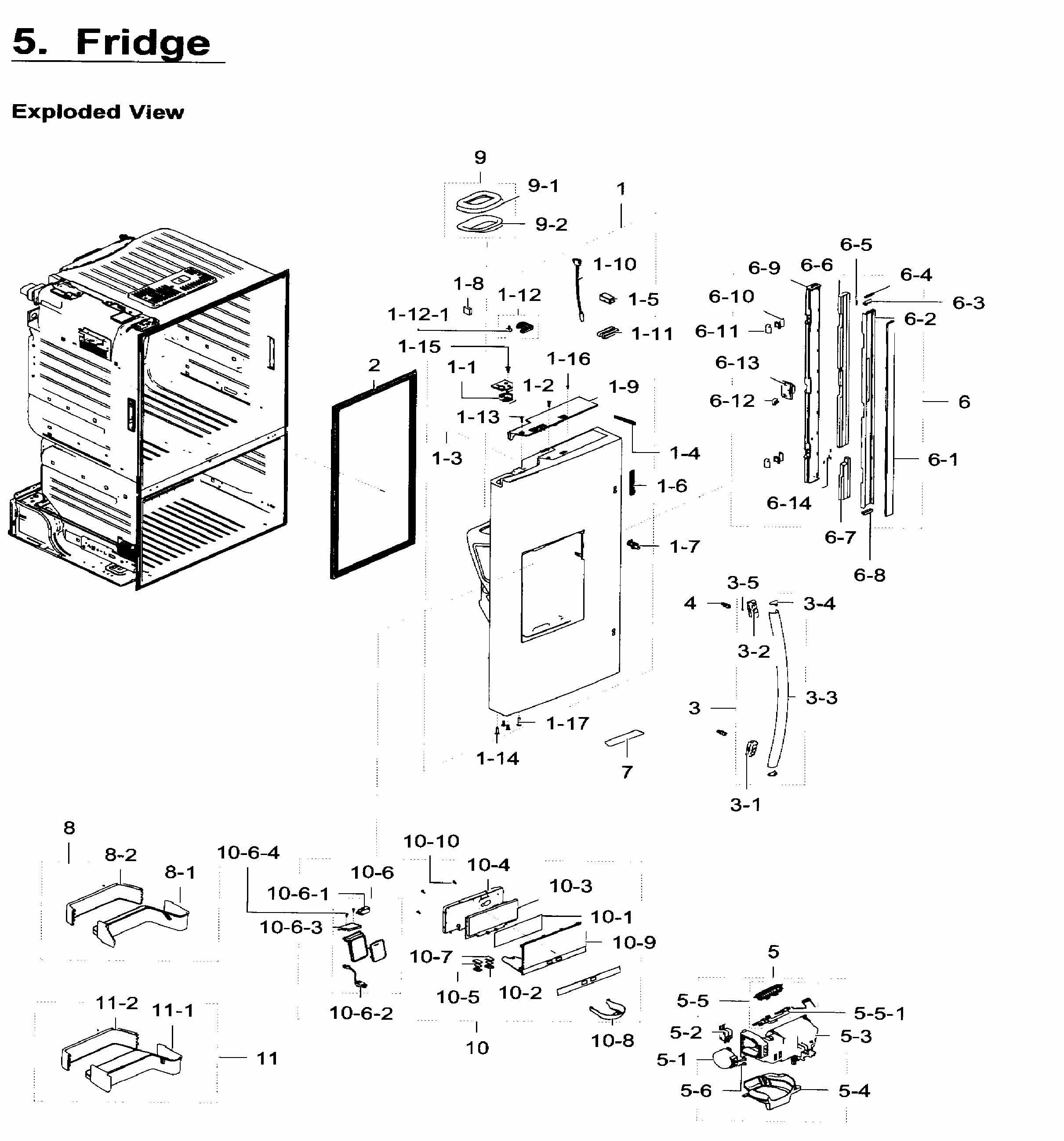 Left Door Diagram and Parts List for RF28HFEDTBC AA-0006 Samsung Refrigerator