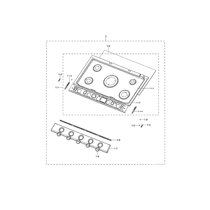 Cooktop Frame Diagram and Parts List for NA30N6555TS AA-00 Samsung Cooktop