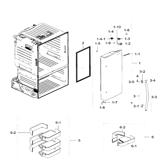 Right Door Diagram and Parts List for RF28HFEDBWW AA-05 Samsung Refrigerator