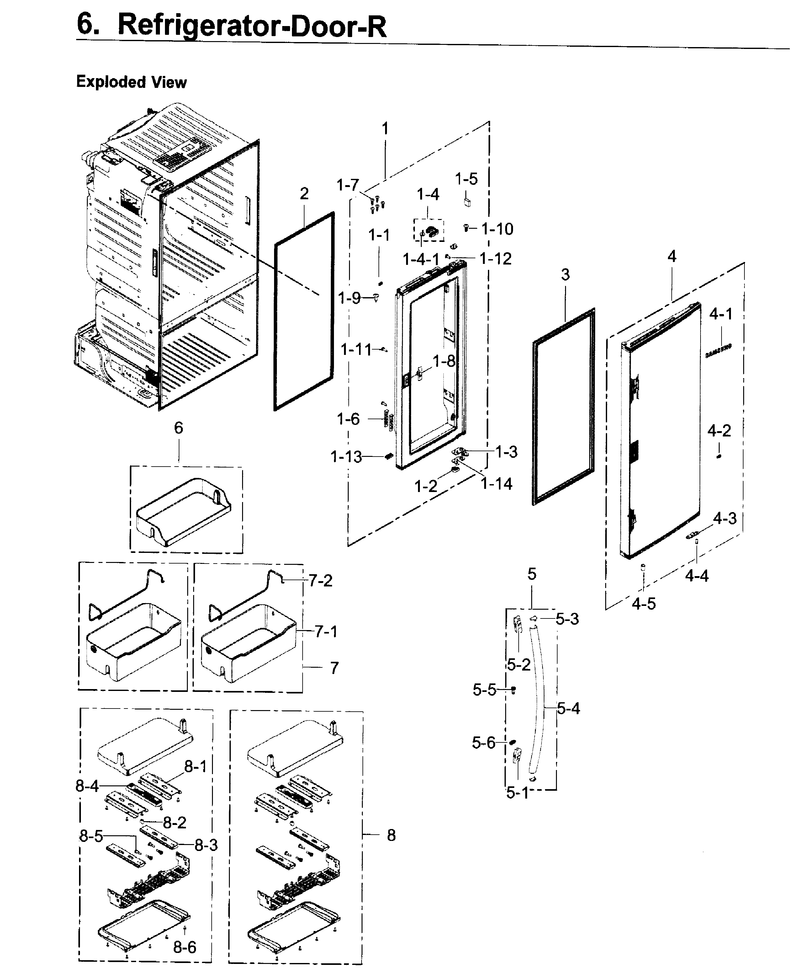 Fridge Door R Diagram and Parts List for RF22KREDBSR AA-0002 Samsung Refrigerator