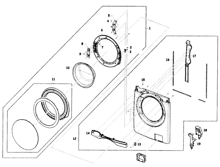 Door Assy Diagram and Parts List for WF410ANW XAA Samsung Washer