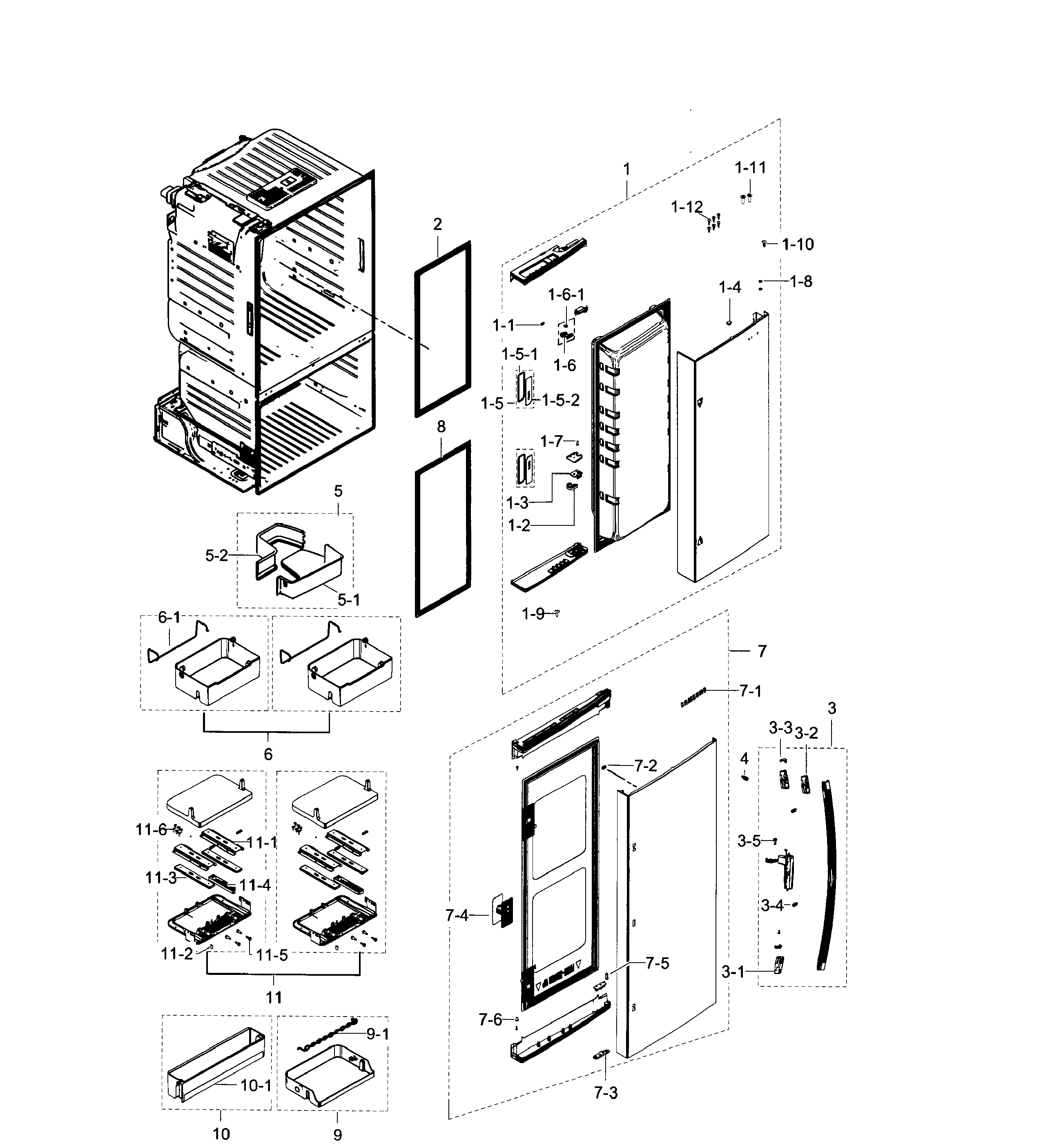 Fridge Door R Diagram and Parts List for RF28HDEDBSR AA-0005 Samsung Refrigerator
