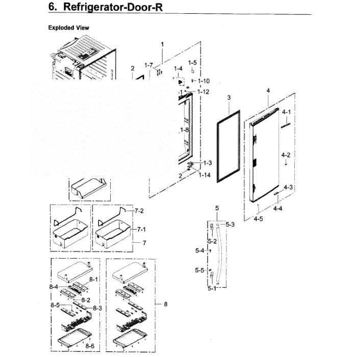 Fridge Door R Diagram and Parts List for RF22KREDBSG AA-01 Samsung Refrigerator