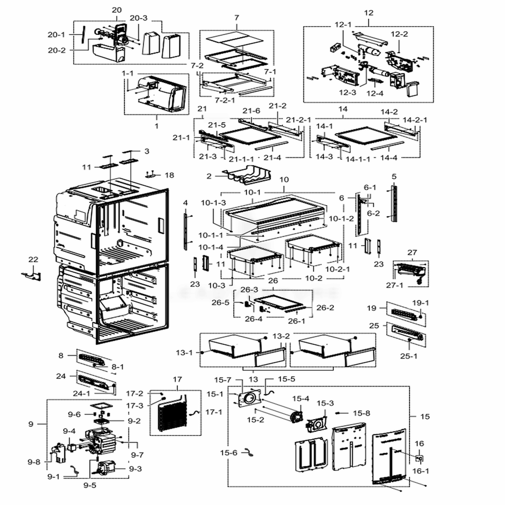 Fridge Diagram and Parts List for RF28K9380SG (AA)(0003) Samsung Refrigerator