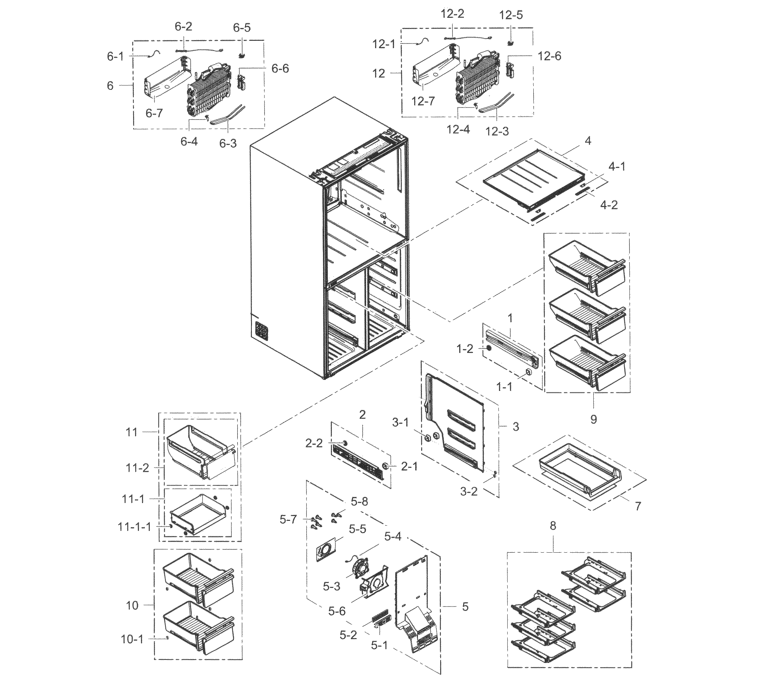 Freezer Diagram and Parts List for RF34H9950S4 AA-0004 Samsung Refrigerator
