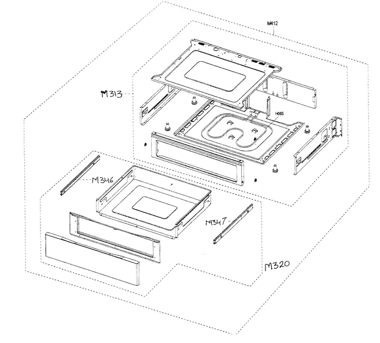Drawer Assy Diagram and Parts List for FTQ352IWUW XAA-03 Samsung Range