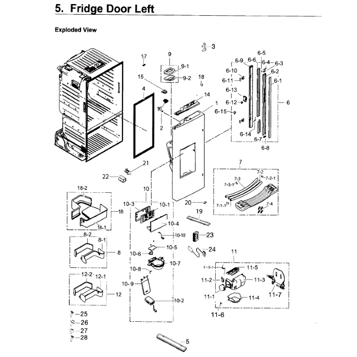 Fridge Door L Diagram and Parts List for RF263TEAESG (AA)(0001) Samsung Refrigerator