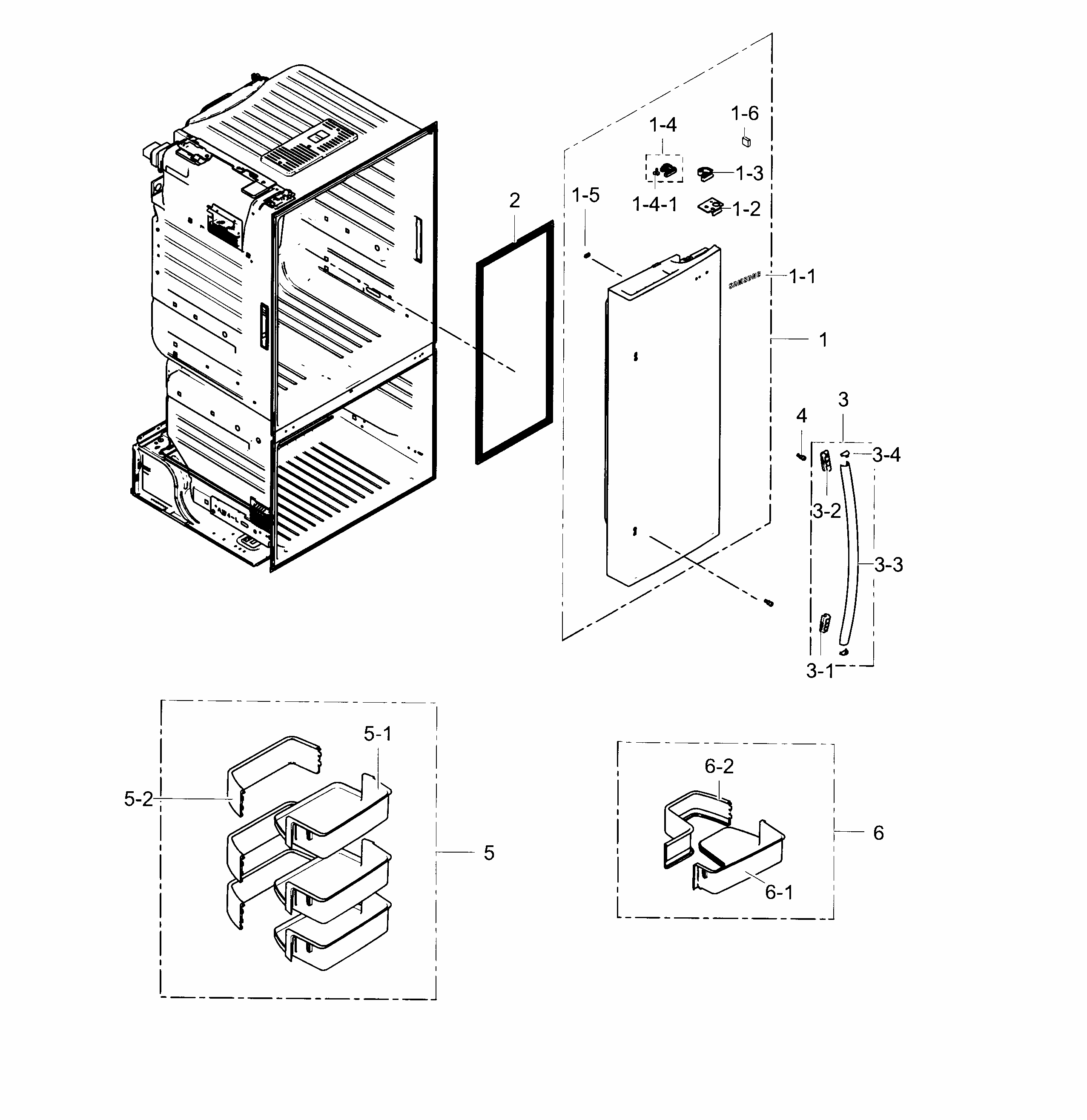 Fridge Door R Diagram and Parts List for RF28HFEDBWW AA-0003 Samsung Refrigerator