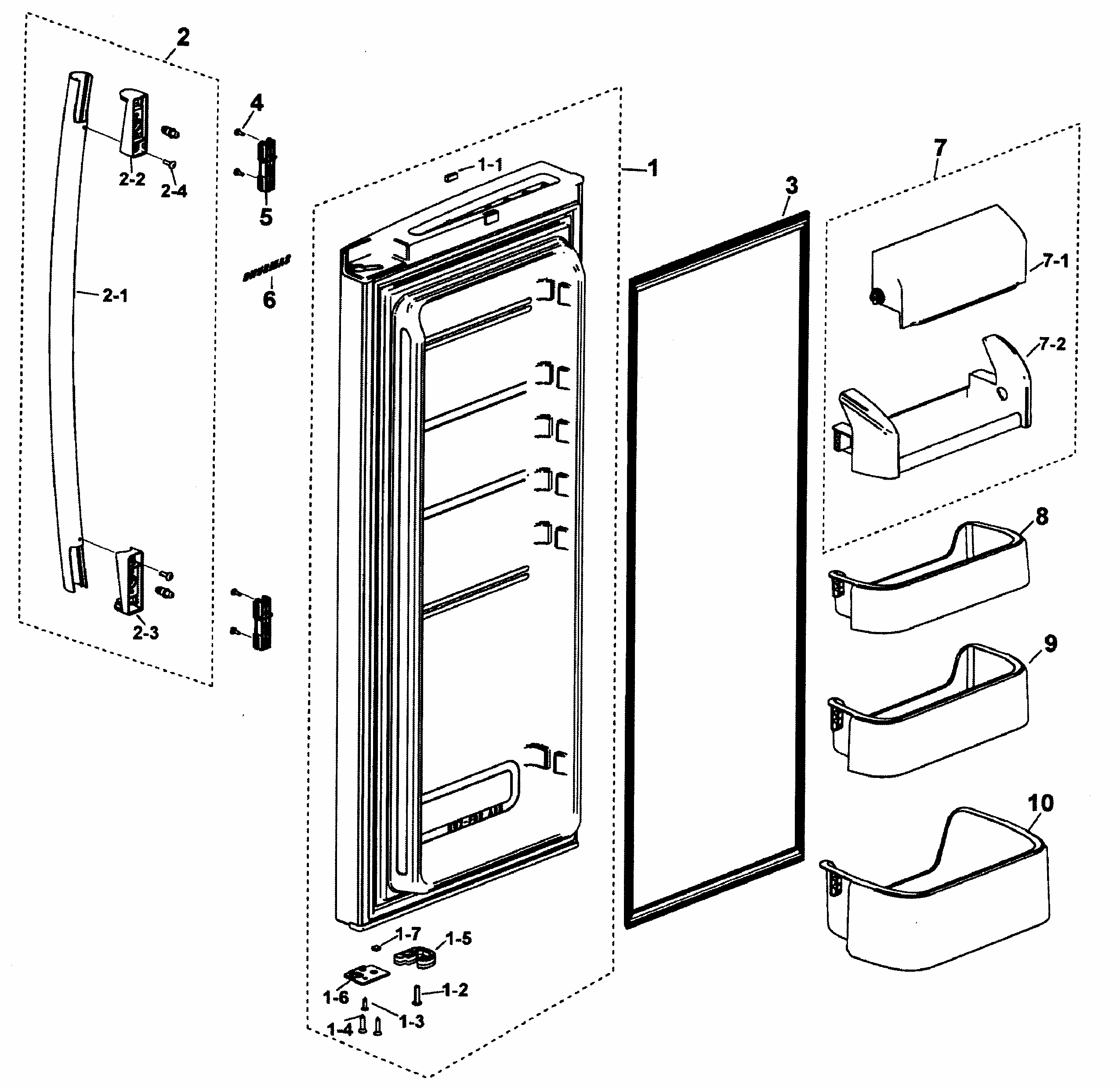 Right Door Diagram and Parts List for RF197ABPN XAA-0000 Samsung Refrigerator