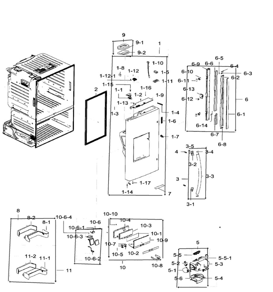Left Door Diagram and Parts List for RF28HFEDTWW AA-05 Samsung Refrigerator